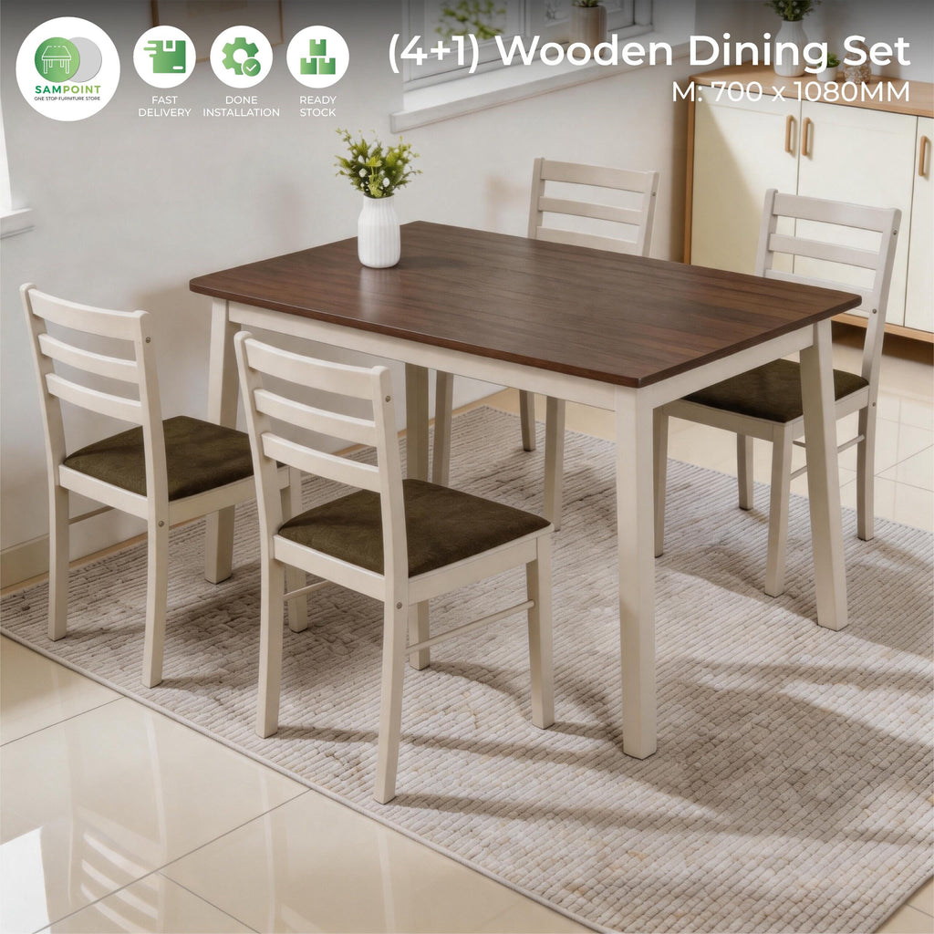 Modern Wooden 1+4 Seater Home Apartment Dining Set