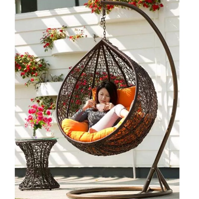 Cushioned Plastic Rattan Indoor Outdoor Swing Egg Chair
