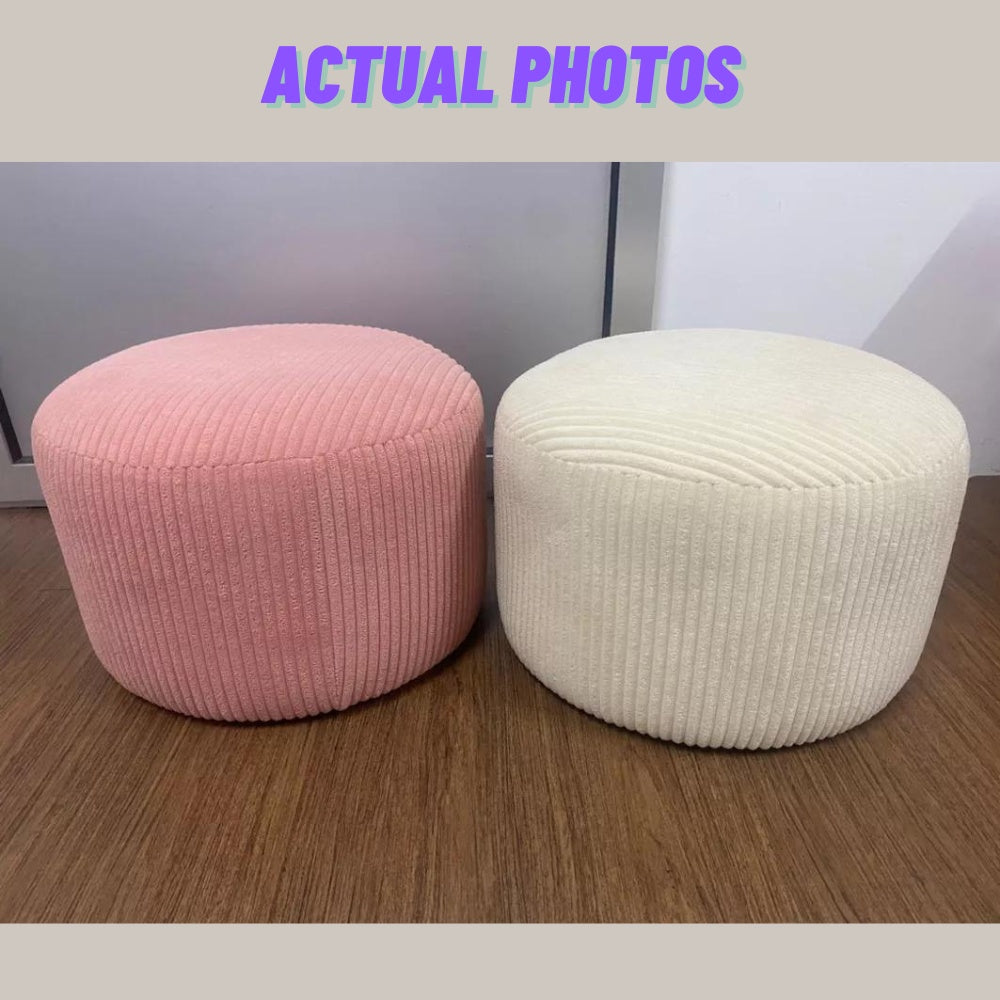 40cm Round Fabric Pouf Ottoman Stool 2 Colors Available