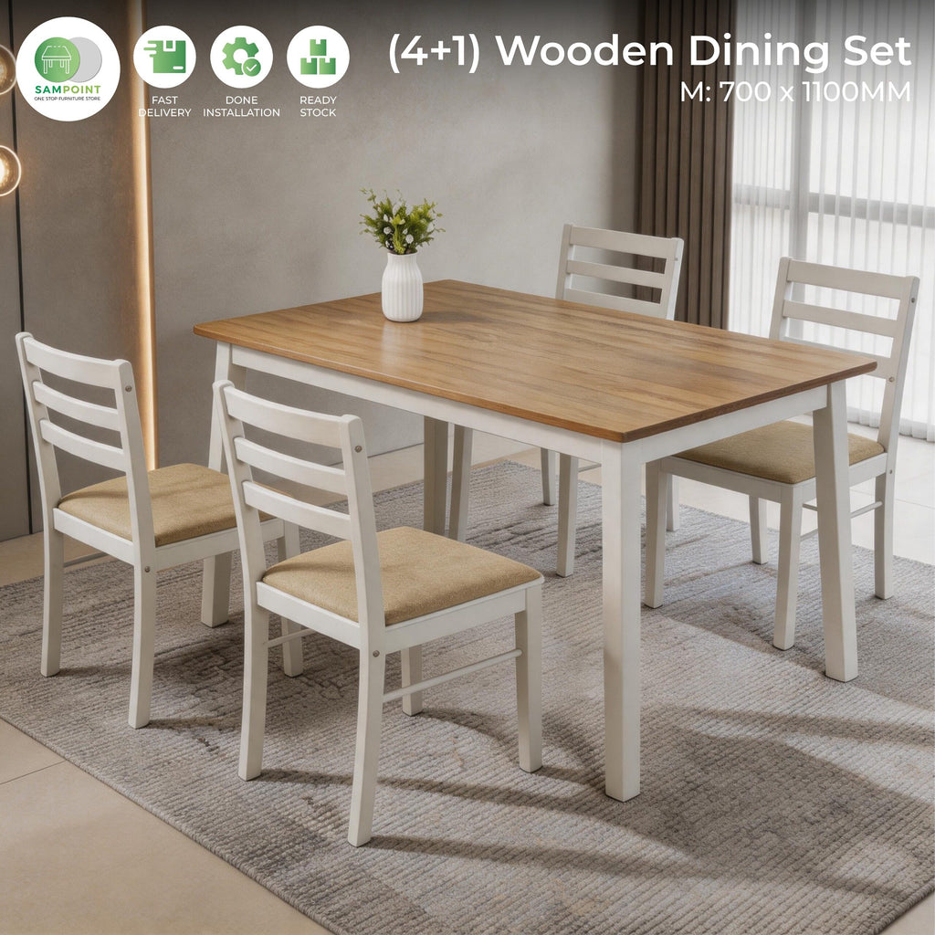 Modern Wooden 1+4 Seater Home Apartment Dining Set