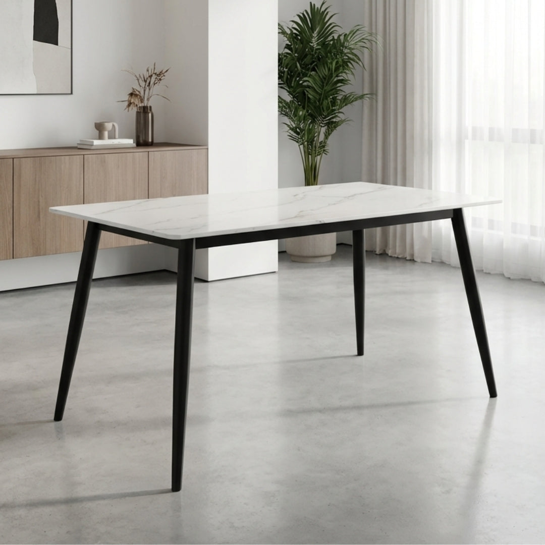 Beige 4 Seater Sintered Stone Dining Table Set