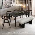 Solid Rubberwood 4-6 Seater Dining Set With Bench