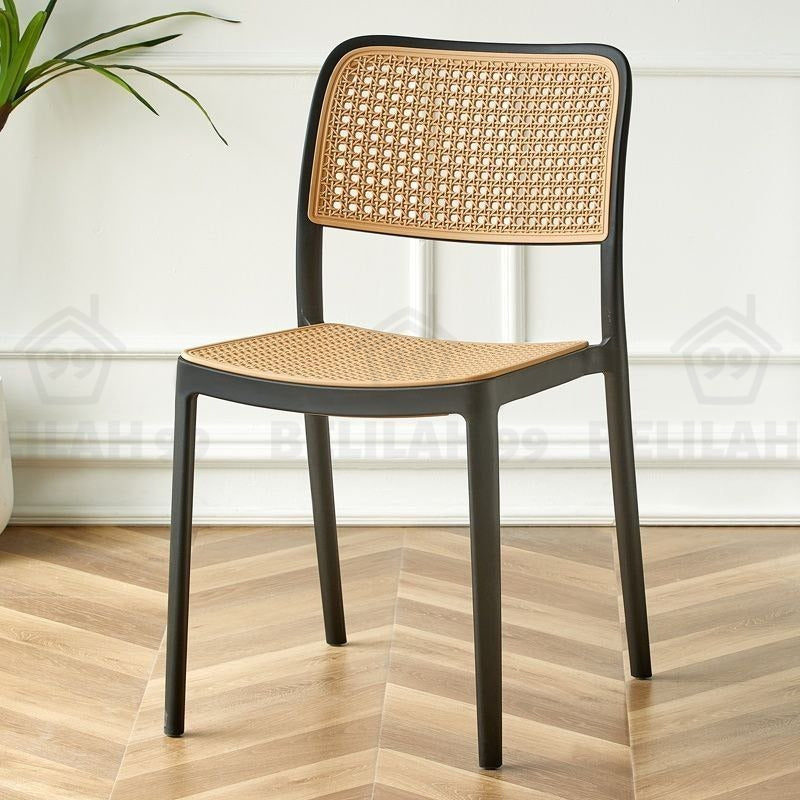 Belilah Kerusi Rotan Armrest Rattan Chair Arm Chair PP Stackable Minimalist Outdoor KerusiCafe Backrest Chair