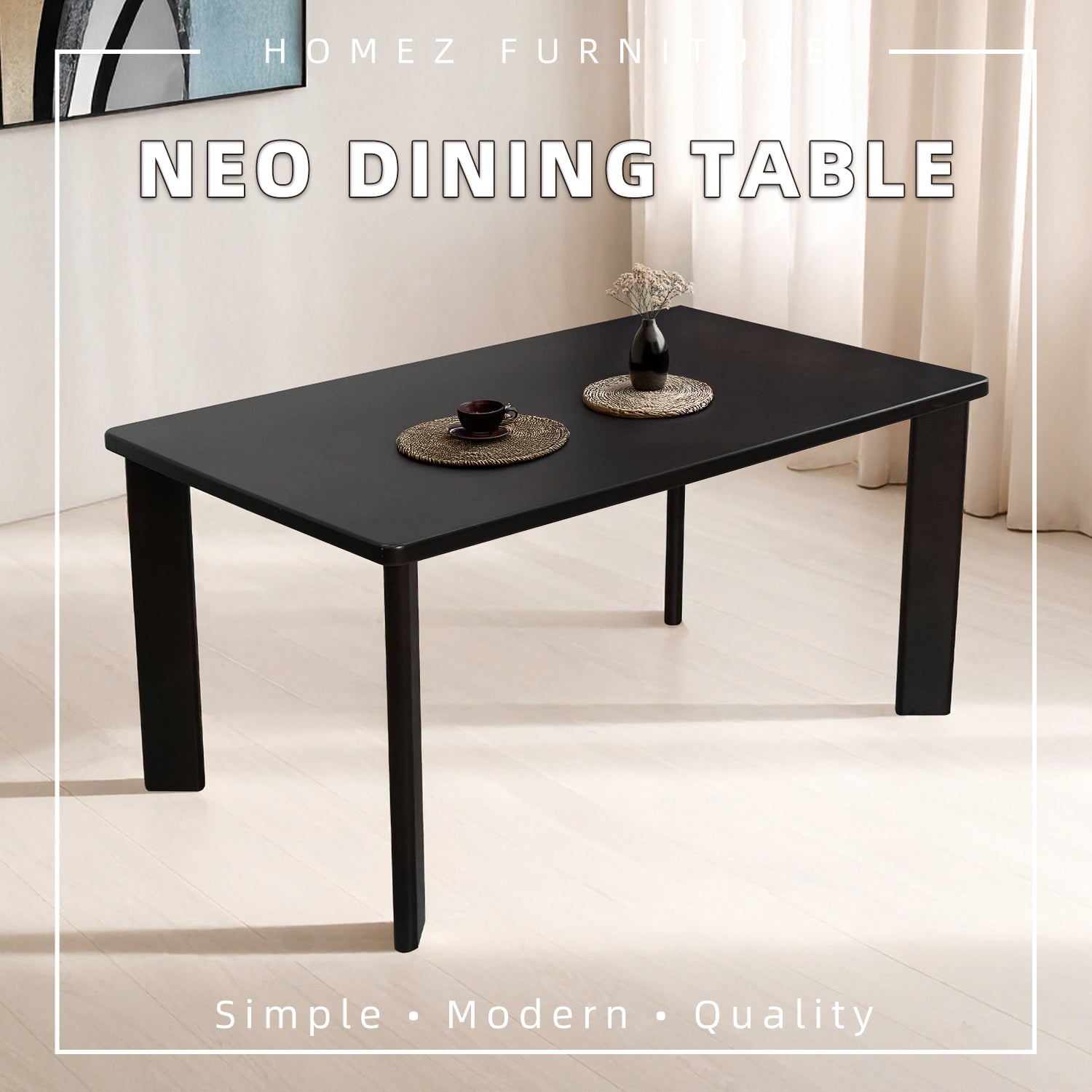 Solid Rubberwood 4-6 Seater Dining Set With Bench