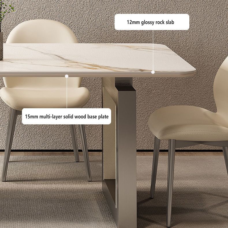Italian minimalist and glossy rock dining table and chair stainless steel modern light luxury high-end Casco gold luxury stone dining table