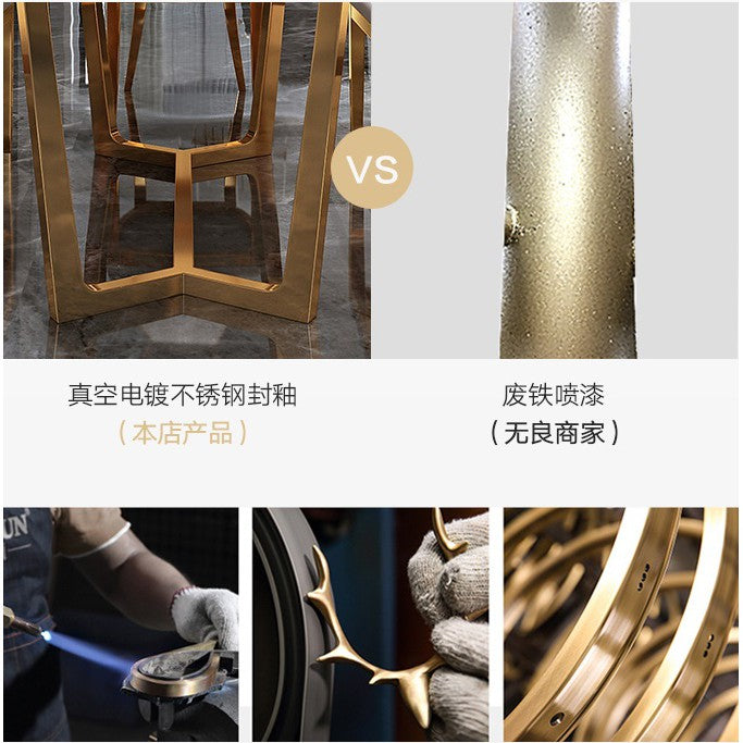 Luxury Gold Marble Dining Table and Chairs Set