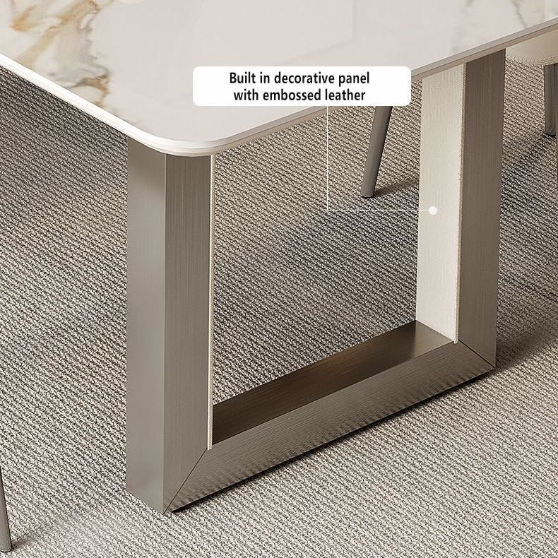 Italian minimalist and glossy rock dining table and chair stainless steel modern light luxury high-end Casco gold luxury stone dining table