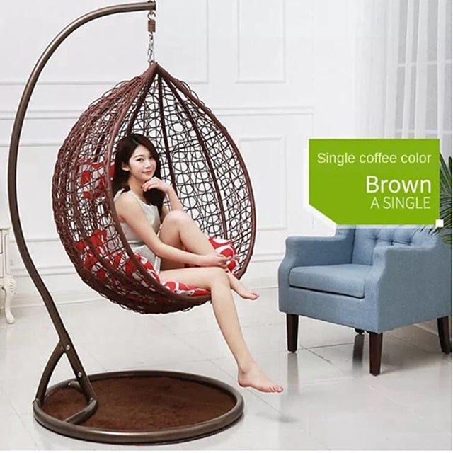 Cushioned Plastic Rattan Indoor Outdoor Swing Egg Chair