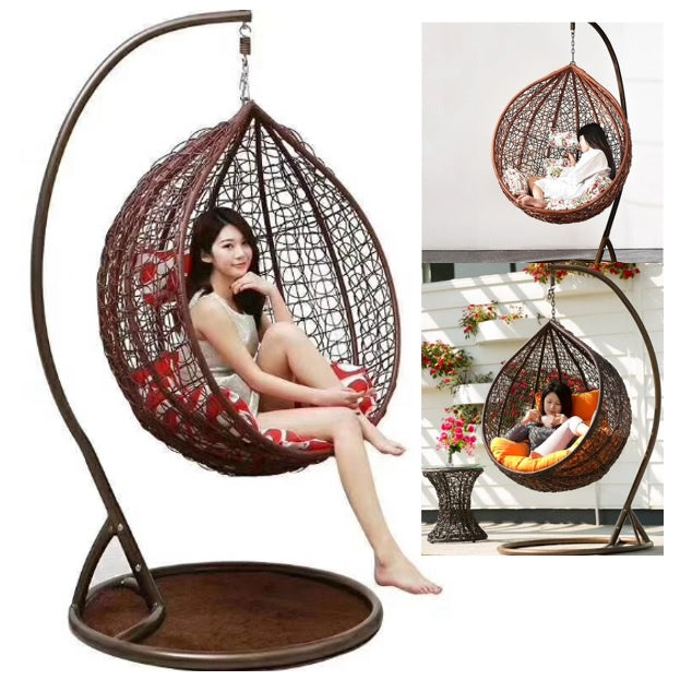 Cushioned Plastic Rattan Indoor Outdoor Swing Egg Chair