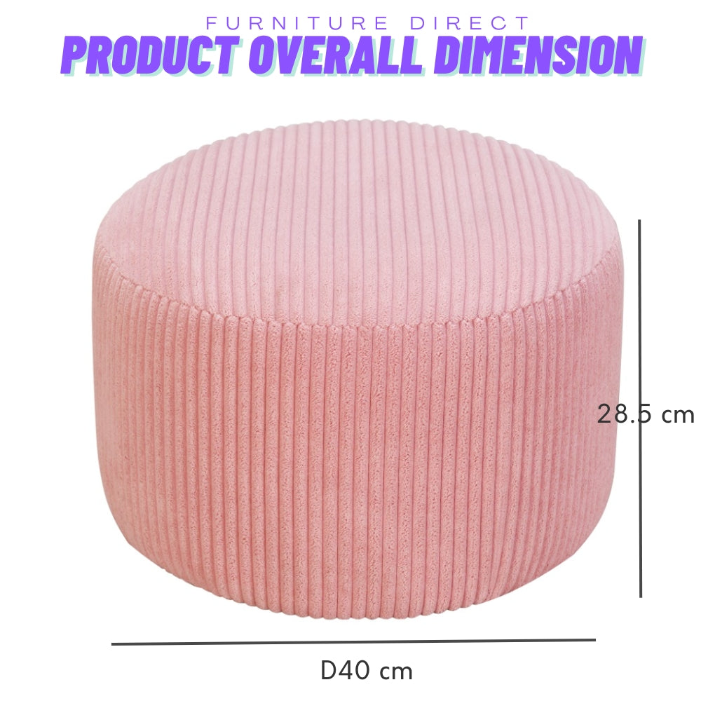 40cm Round Fabric Pouf Ottoman Stool 2 Colors Available