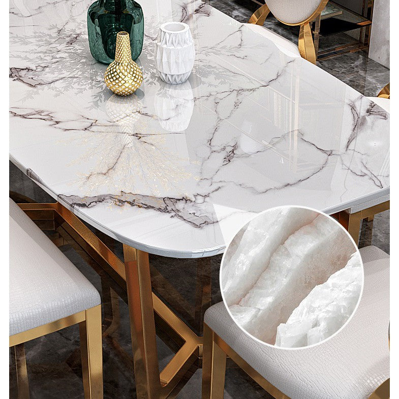 Luxury Gold Marble Dining Table and Chairs Set