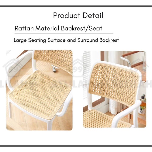 Belilah Kerusi Rotan Armrest Rattan Chair Arm Chair PP Stackable Minimalist Outdoor KerusiCafe Backrest Chair
