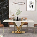 Modern Gold Stainless Steel Marble Dining Set