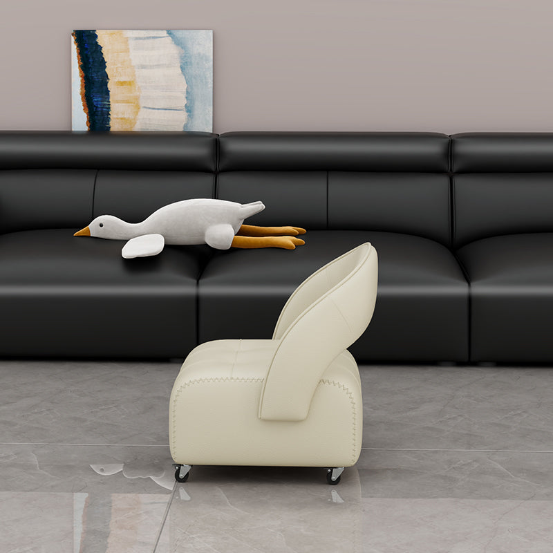 maitian | Genuine Leather Omnidirectional Wheel Bench with Backrest