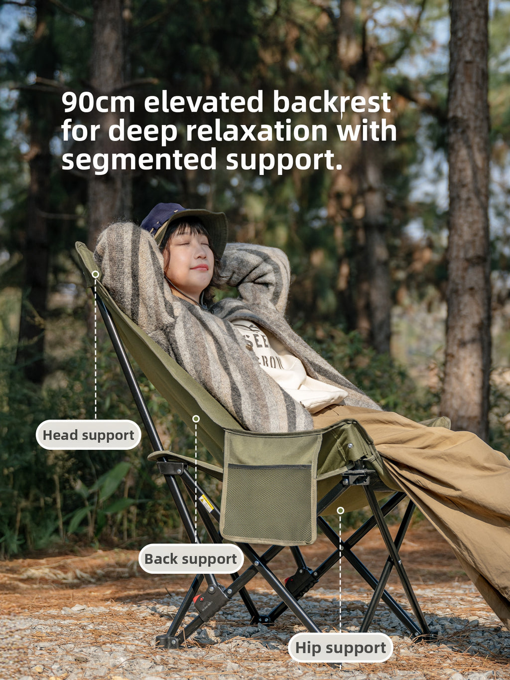 Adjustable High Back Mesh Folding Camping Chair
