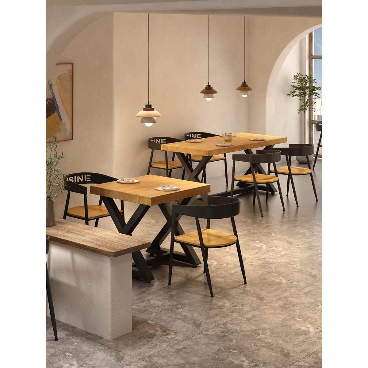 Industrial Style Wooden and Metal Dining Set