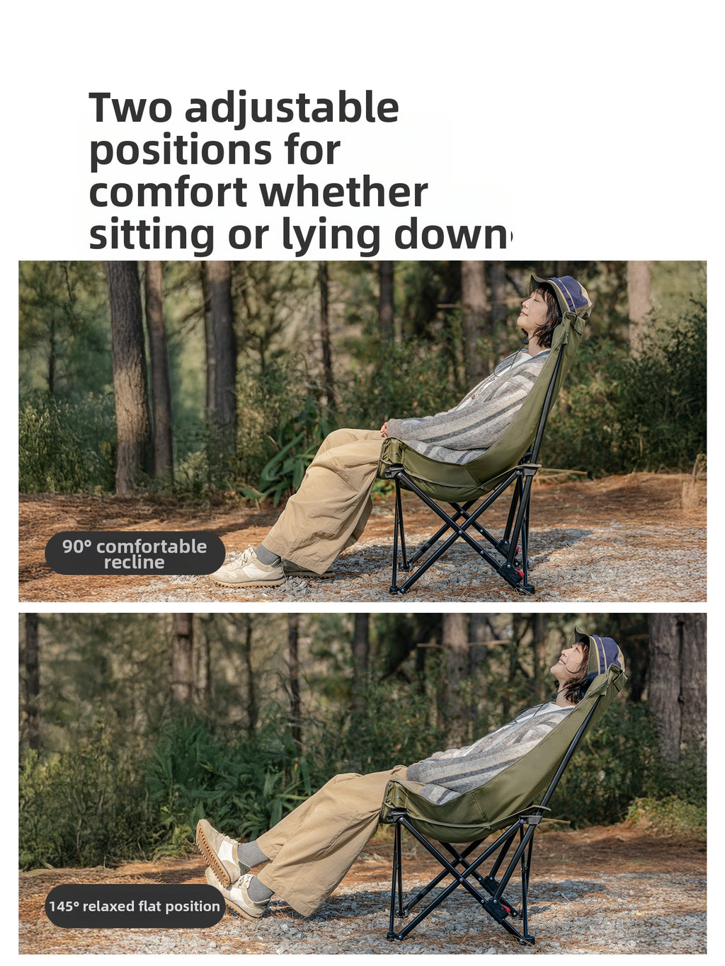 Adjustable High Back Mesh Folding Camping Chair
