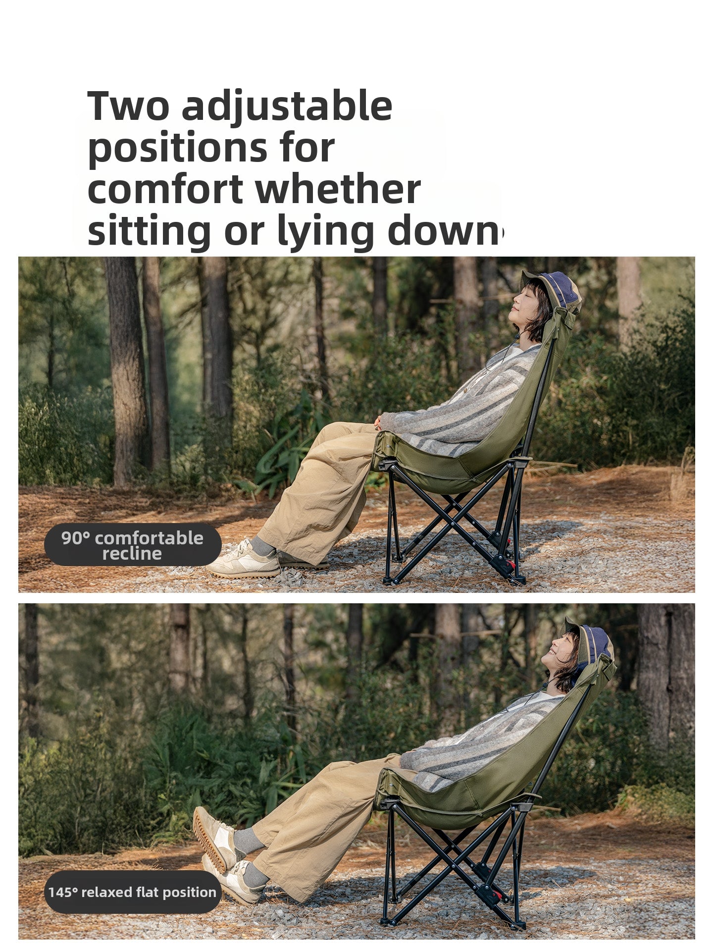 Adjustable High Back Mesh Folding Camping Chair