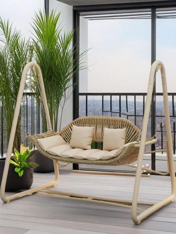 Art Style Wicker Double Hanging Outdoor Swing Chair