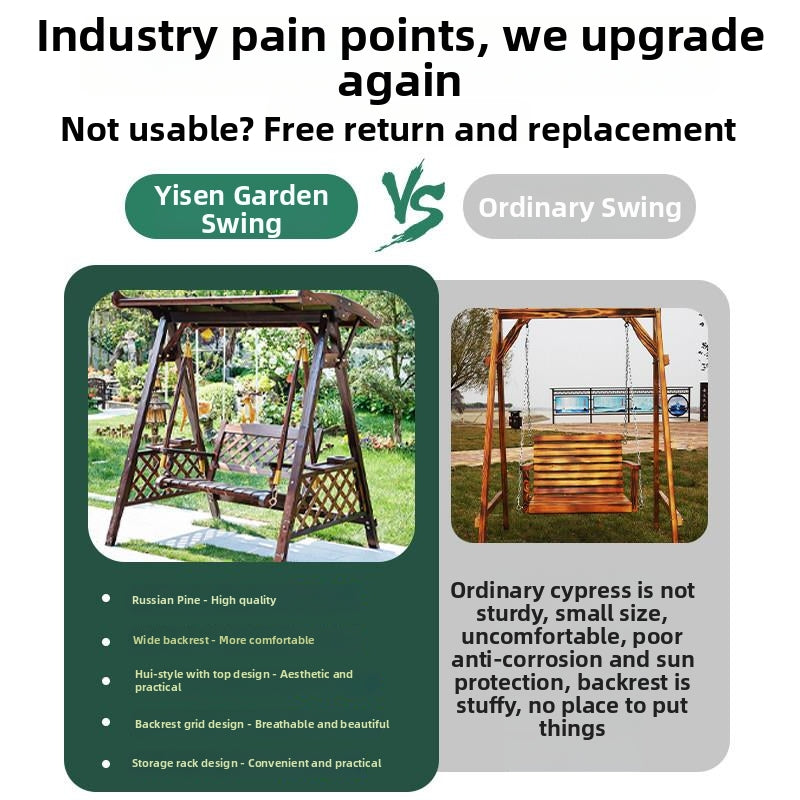Outdoor Swing Hanging Chair Weather-Resistant Wooden