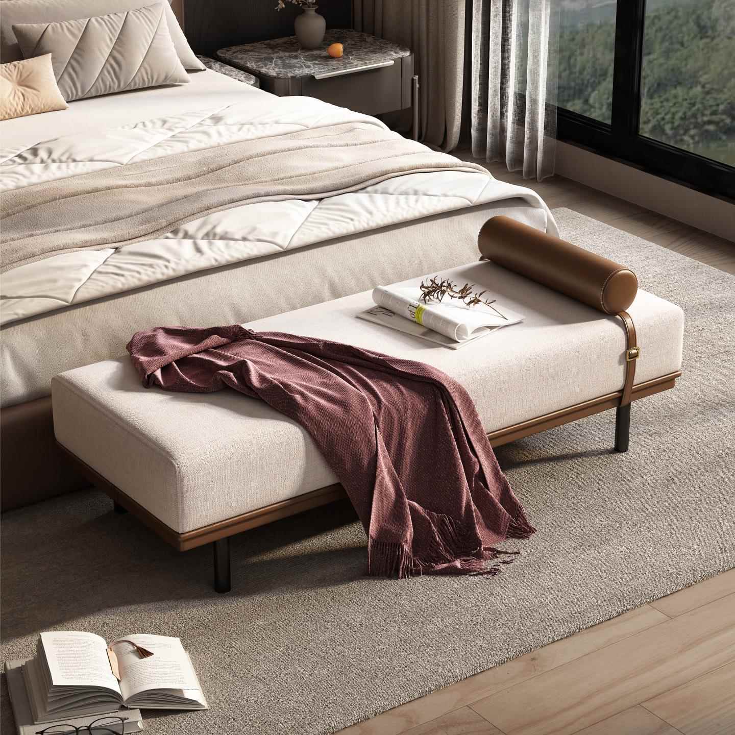 Italian Minimalist Footstool Bed Bench