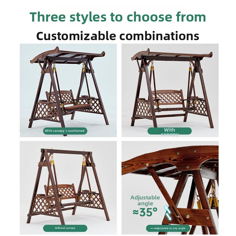 Outdoor Swing Hanging Chair Weather-Resistant Wooden