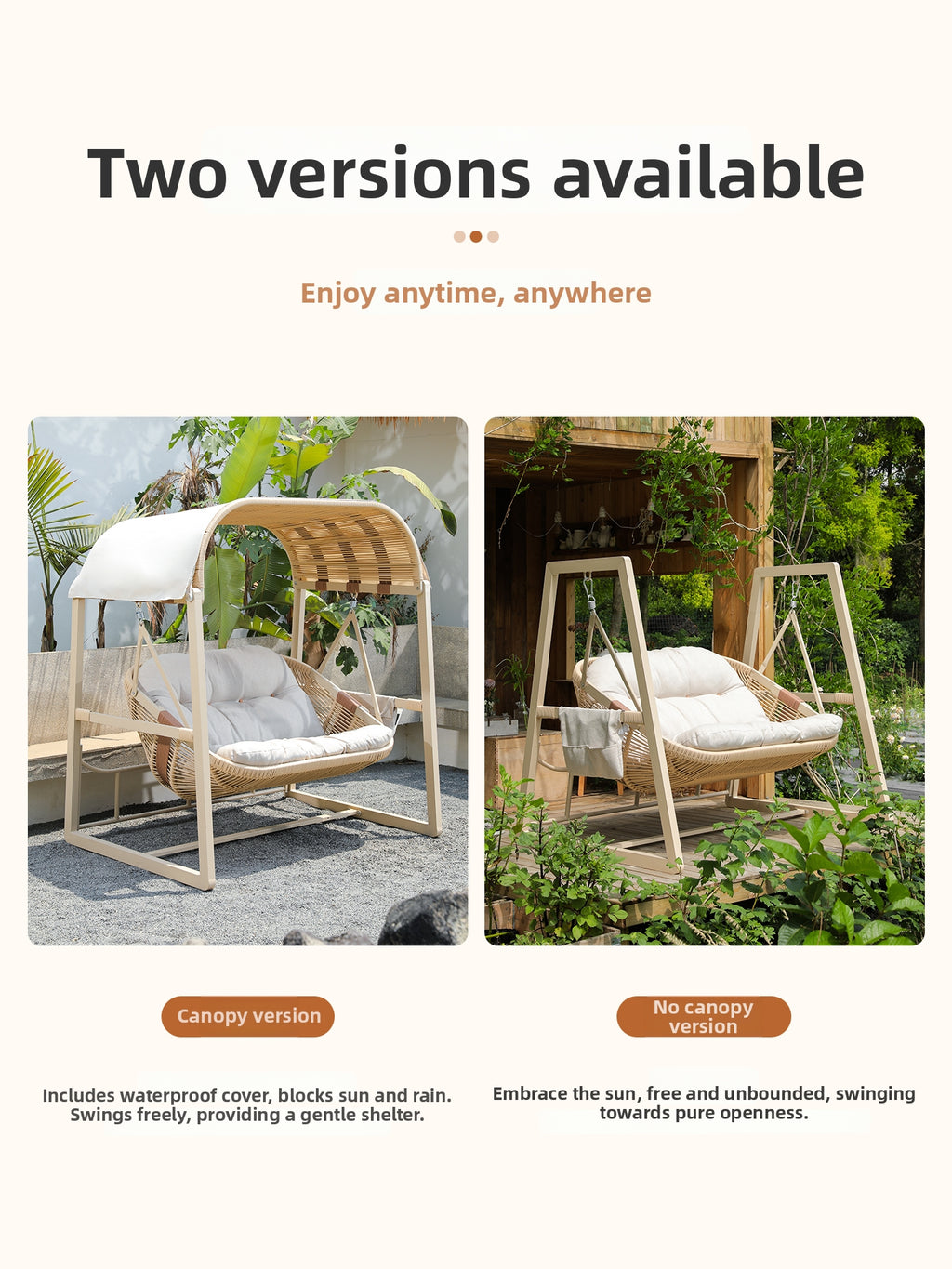 Double Swing Chair Garden Hanging Chair Outdoor Leisure