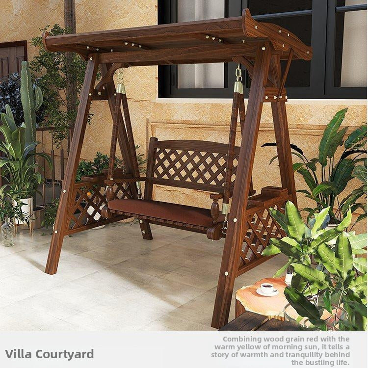 Outdoor Swing Hanging Chair Weather-Resistant Wooden