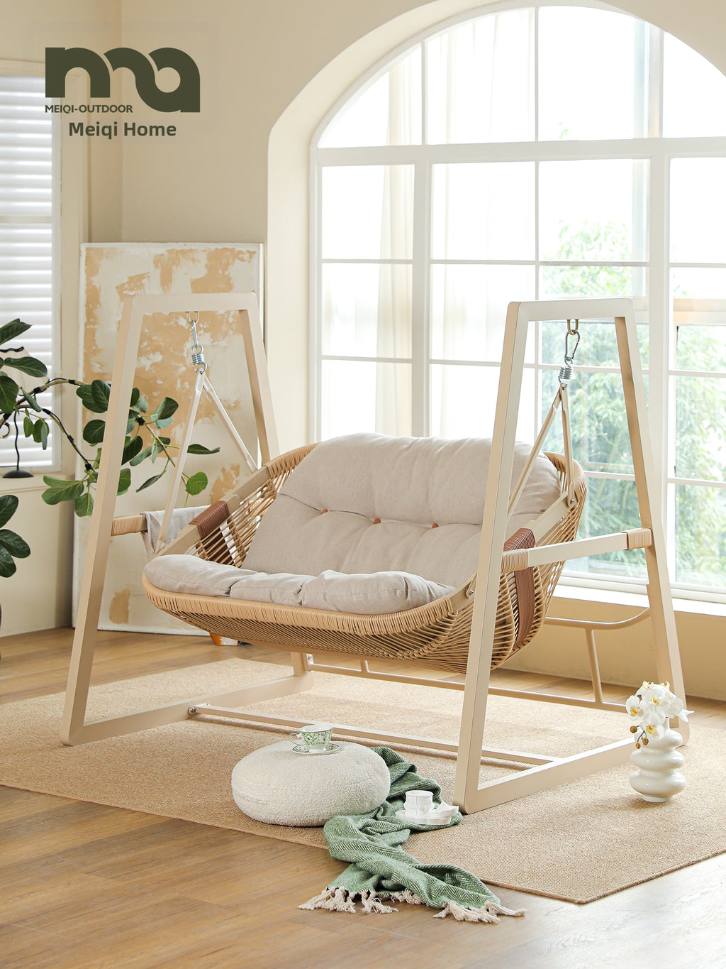 Double Swing Chair Garden Hanging Chair Outdoor Leisure