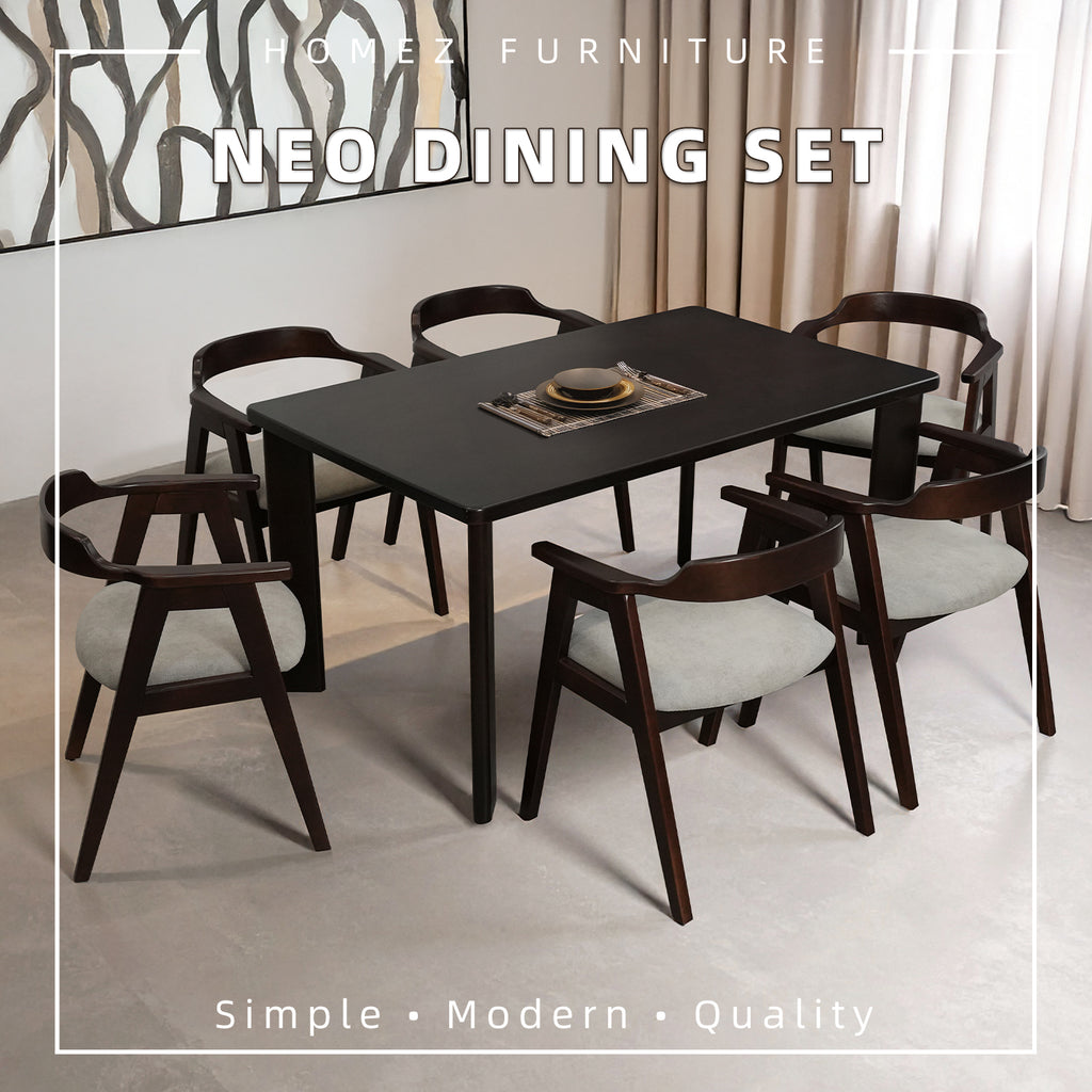 Solid Rubberwood 4-6 Seater Dining Set With Bench