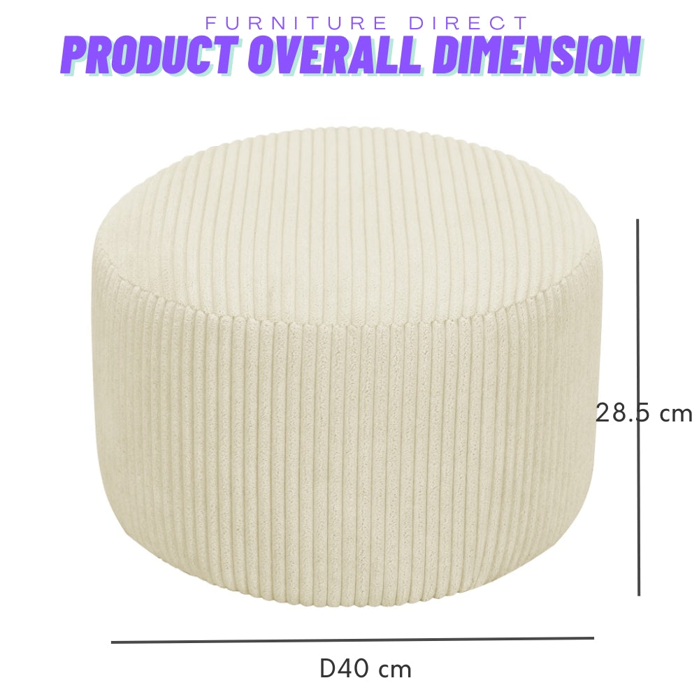40cm Round Fabric Pouf Ottoman Stool 2 Colors Available