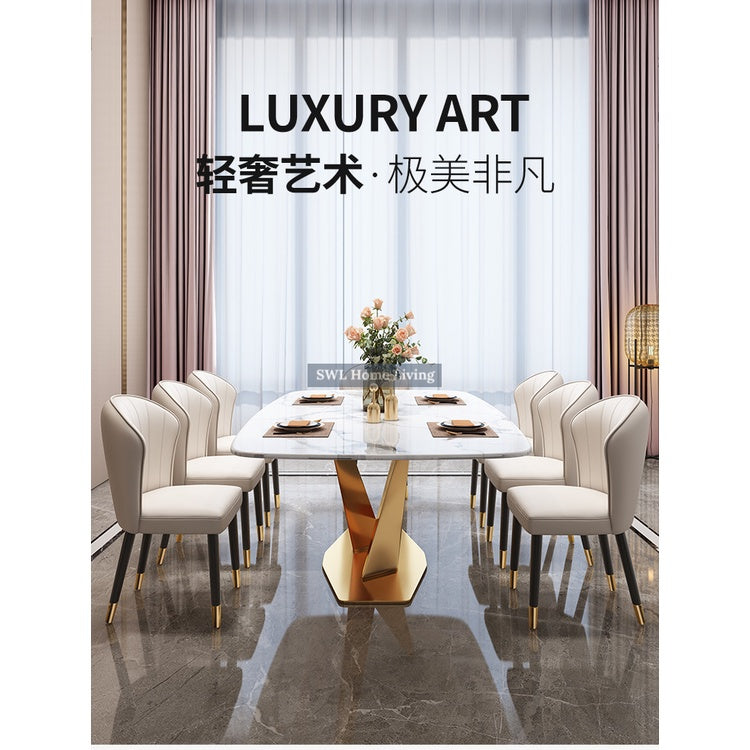 Modern Gold Stainless Steel Marble Dining Set