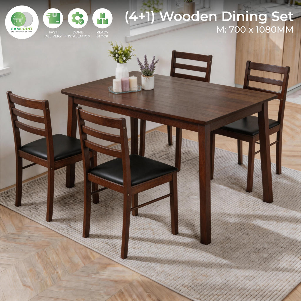 Modern Wooden 1+4 Seater Home Apartment Dining Set
