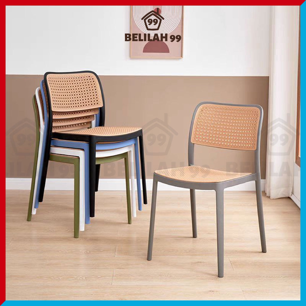 Belilah Rattan PP Chair Kerusi Rotan PP Minimalist Outdoor Chair Stackable Chair Kerusi Cafe Restaurant study chair