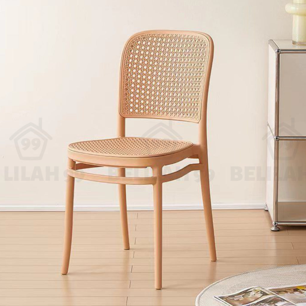 Belilah Kerusi Rotan Armrest Rattan Chair Arm Chair PP Stackable Minimalist Outdoor KerusiCafe Backrest Chair