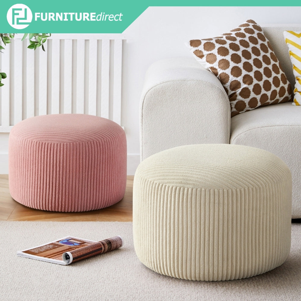 40cm Round Fabric Pouf Ottoman Stool 2 Colors Available