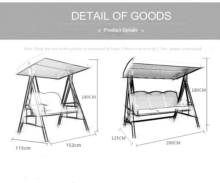 3-Seat Steel Patio Swing With Canopy Cushions Pillows