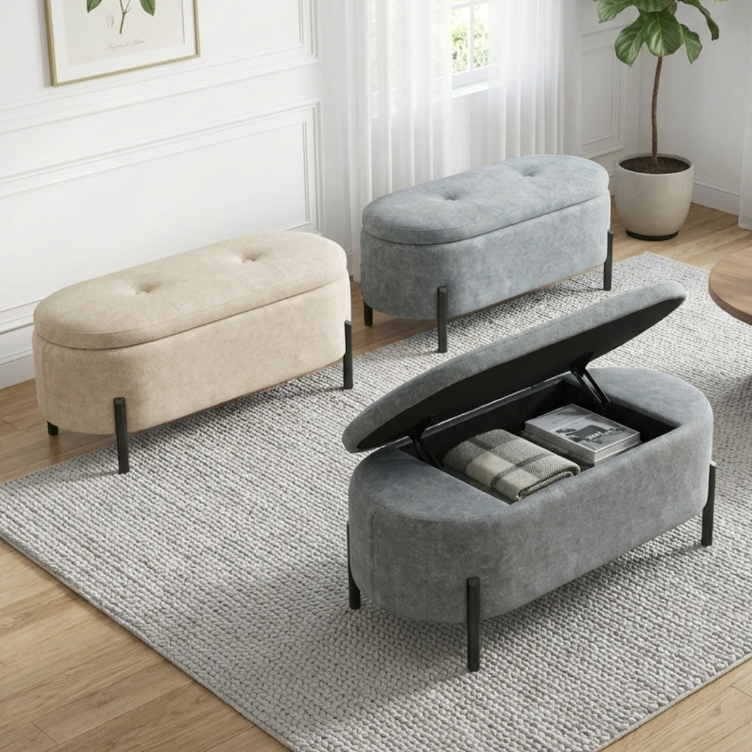 Multifunctional Storage Bench Stool Footrest Chair