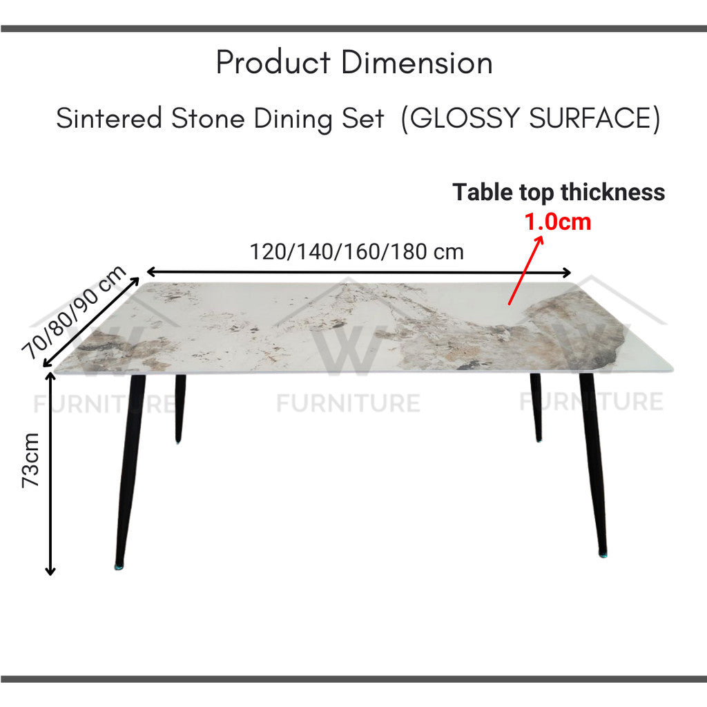 Modern Luxury Sintered Stone Cafe Dining Table Set