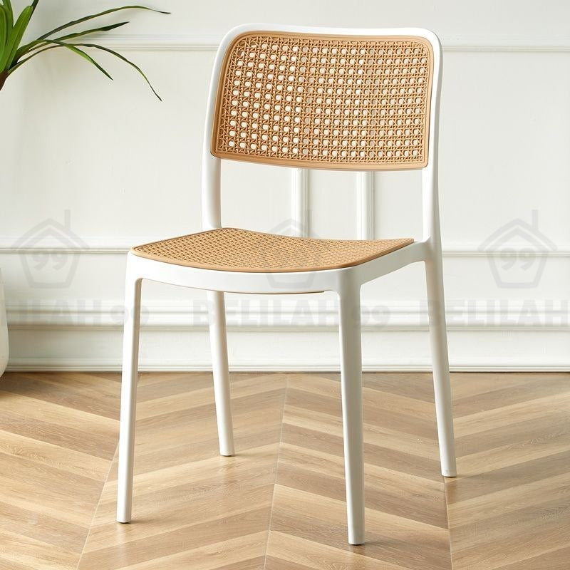 Belilah Kerusi Rotan Armrest Rattan Chair Arm Chair PP Stackable Minimalist Outdoor KerusiCafe Backrest Chair